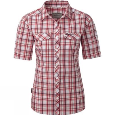 Camisa Craghoppers Chloe Manga Corta Mujer - Rojas - Chile FCQ620513